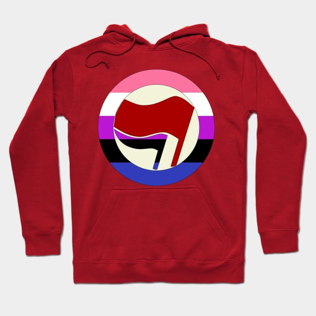 Genderfluid Antifascist Action Hoodie by dikleyt